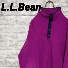 70s 80s エルエルビーン ハーフボタン フリースジャケット 筆記体刺繍ロゴ