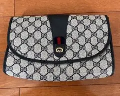 オールドグッチ シェリーライン クラッチバッグ ネイビー