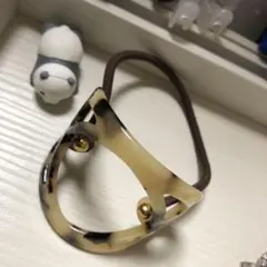 値下げ★⭐︎ヘアゴム260 可愛いべっ甲柄クリ抜きデザインアーチ形レオパード柄ゴム