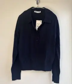 ZARA ポロニット ネイビー M