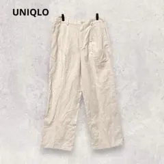 UNIQLO ユニクロ ワイドパンツ L 麻 リネン混 ナチュラルカラー