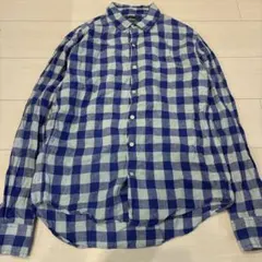 BONOBOS リネン 100% 長袖シャツ チェック柄 ブルー アメカジ