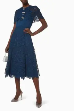 セルフポートレイト ワンピース マグノリアレース ネイビー UK8 未使用