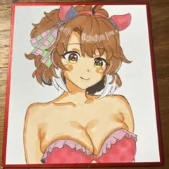 手描きイラスト ウマ娘 ダンツフレーム ファンアート アナログ 原画 色紙