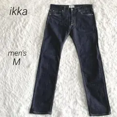 イッカ【M】セルビッジ デニム パンツ 濃紺 赤耳 ストレッチ ストレート 紺