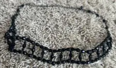 【パーティアクセサリー】黒いビーズ編みチョーカー