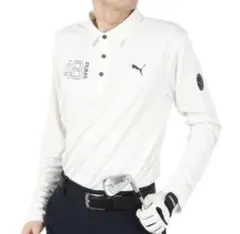 プーマ　PUMA ゴルフウェア AOPメタルプリント 長袖ポロシャツ　サイズM