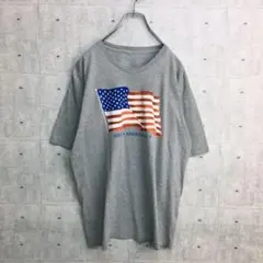 x0078 Tシャツ グレー M相当 アメリカ国旗プリント