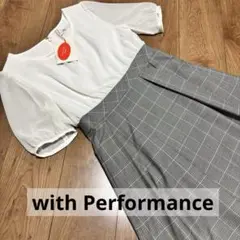 新品タグ付 with Performance 半袖チェック柄ワンピース M