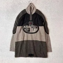 サンタフェ　ハーフジップ　ウール　ニット　セーター　切り替え刺繍　日本製