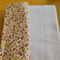 花柄　チェック柄　綿生地　セット