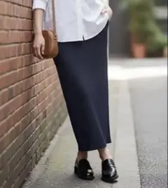 NOBLE ロングセラー名品 トタンテレコスカート 紺　日本製