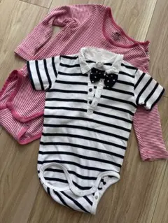 ストライプロンパース2点セット