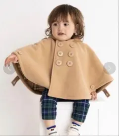 美品★難あり　ミキハウス　フリース　ベビーポンチョ　マント　70〜90cm