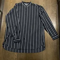 ストライプ長袖シャツ ネイビー