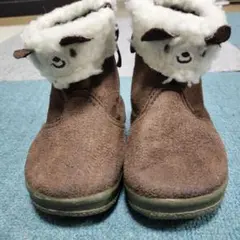 ひつじ　ブラウン スエード ファー付きブーツ