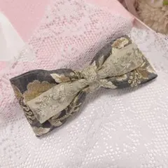 ෆ ̖́- No.01 ハンドメイド リボン ヘア クリップ バレッタ インド刺繍