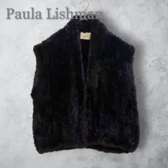 Paula Lishman フェイクファーベスト 無地 ブラック　羽織り　秋冬