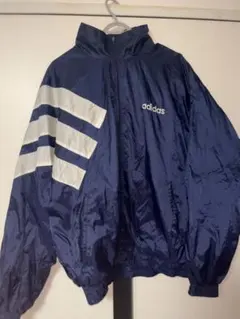 adidas 3本ライン ナイロンジャケット ネイビー