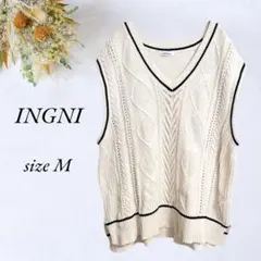 INGNI Vネックニットベスト M オフホワイト 重ね着 ライン3198