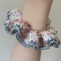 シュシュ かぎ針編み 編み物 ハンドメイド フリルシュシュ ヘアアクセサリー