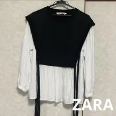 ZARA レイヤード トップス サイドリボン　ザラ