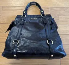 miumiu ヴィッテロラックス リボンモチーフ レザーバッグ - メルカリ