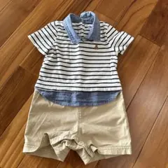 ベビーGAP ストライプポロシャツ風　ロンパース　80 ブラナンベア