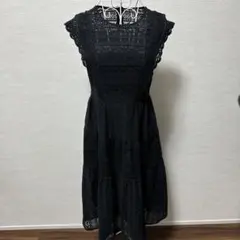 pontneuf 黒 レース ノースリーブ ワンピース 1号