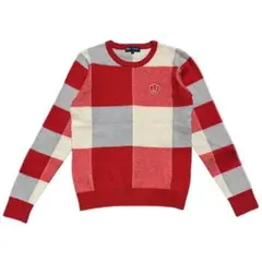 23区 golf ゴルフ ブロックチェック柄 ニット　セーター エンブレム M