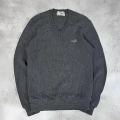 CROCODILE デザインニット Vネック 長袖 チャコールグレー シンプルのサムネイル
