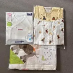 ミキハウスベア総柄のツーウェイオール・短肌着 ・身長計ガーゼバスタオル