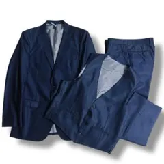 美品 タカキュー MALE&CO スリーピース スーツ セットアップ ネイビー