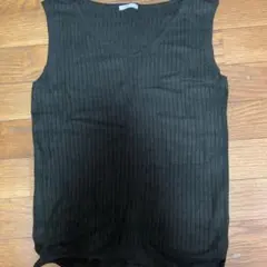 タンクトップ GU ジーユーワイドリブVネックセーター(ノースリーブ)