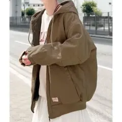 キルティングコットンフード付き オーバーサイズ ブルゾン Java オリーブ L