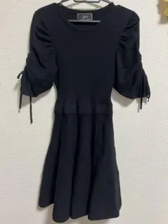 Radyワンピ2つセット リブ編みミニパフスりワンピ オフショルセットアップ