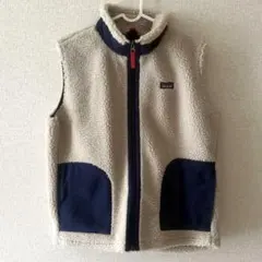 patagonia フリースベスト XXL ベージュ/ネイビー