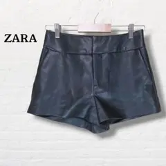 タグ付き☆ZARA ザラ☆フェイクレザー ショートパンツ【XS】ブラック