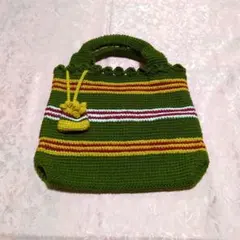 かぎ編みストライプトートバッグ