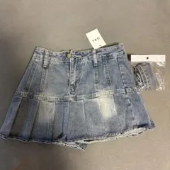 GRL インパン裏地付きベルトデニムプリーツスカート