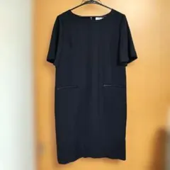 美品 INDIVI インディヴィ 上品光沢 スタイルUPワンピース 半袖 M