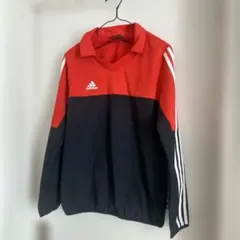 adidas 赤黒 Vネック 長袖ピステ150