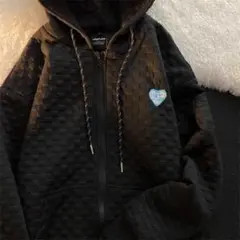 ブラック Lサイズ パーカー 長袖 春秋 大人気 カジュアル 韓国 ハート