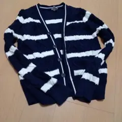 ネイビーとホワイトのストライプカーディガン 128cm/130cm男の子　女の子
