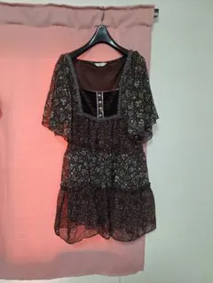 フラワープリント チュニック 半袖 森ガール フェアリーグランジ