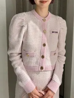 LILY BROWN×MARY QUANT ツイードニットカーディガン ピンク