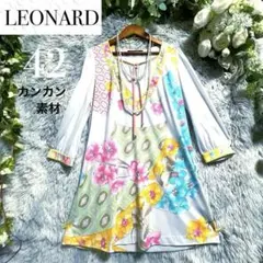 ❤️LEONARD フラワープリント 7分袖チュニック　38 LEONARD 七分袖チュニック【サイズ38 M相当】カンカン素材 美品 - メルカリ