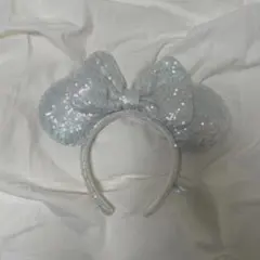 ミニーマウス風カチューシャ 水色 スパンコール