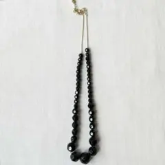 vintage／ クラシカル ブラック オニキス？ ビーズ ネックレス 漆黒