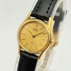 SEIKO 美品 新品電池 腕時計 レディース ラウンド ゴールド ヴィンテージ